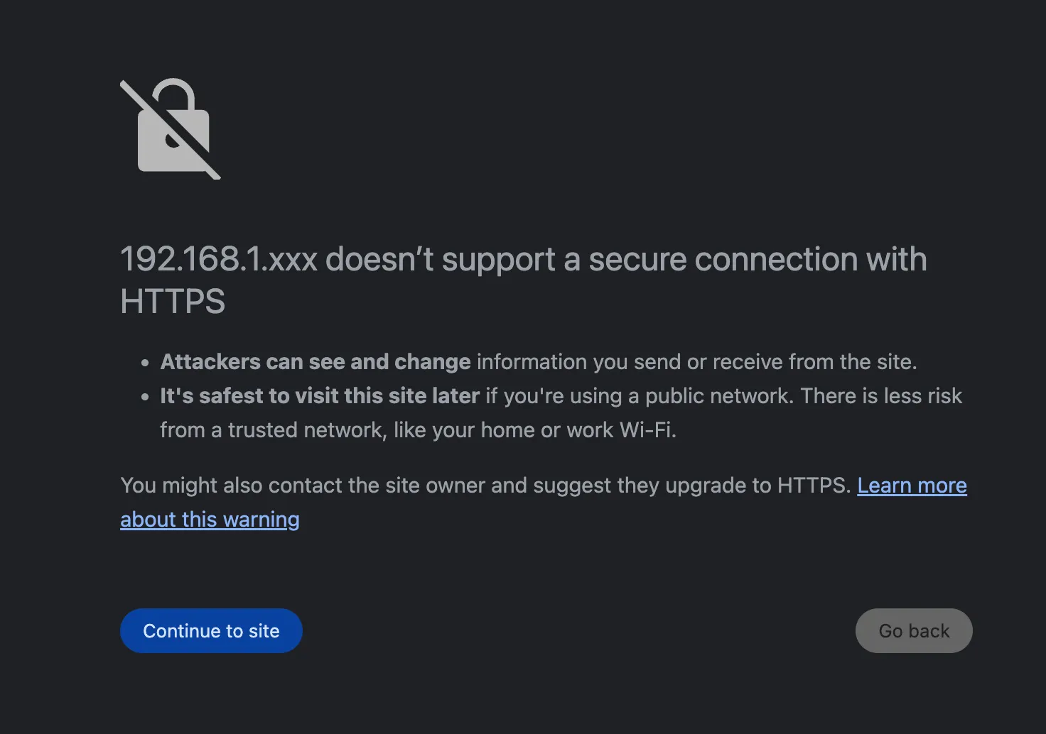 Insecure HTTP Warning