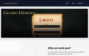 Screenshot of https://www.gloryofheroes.com/